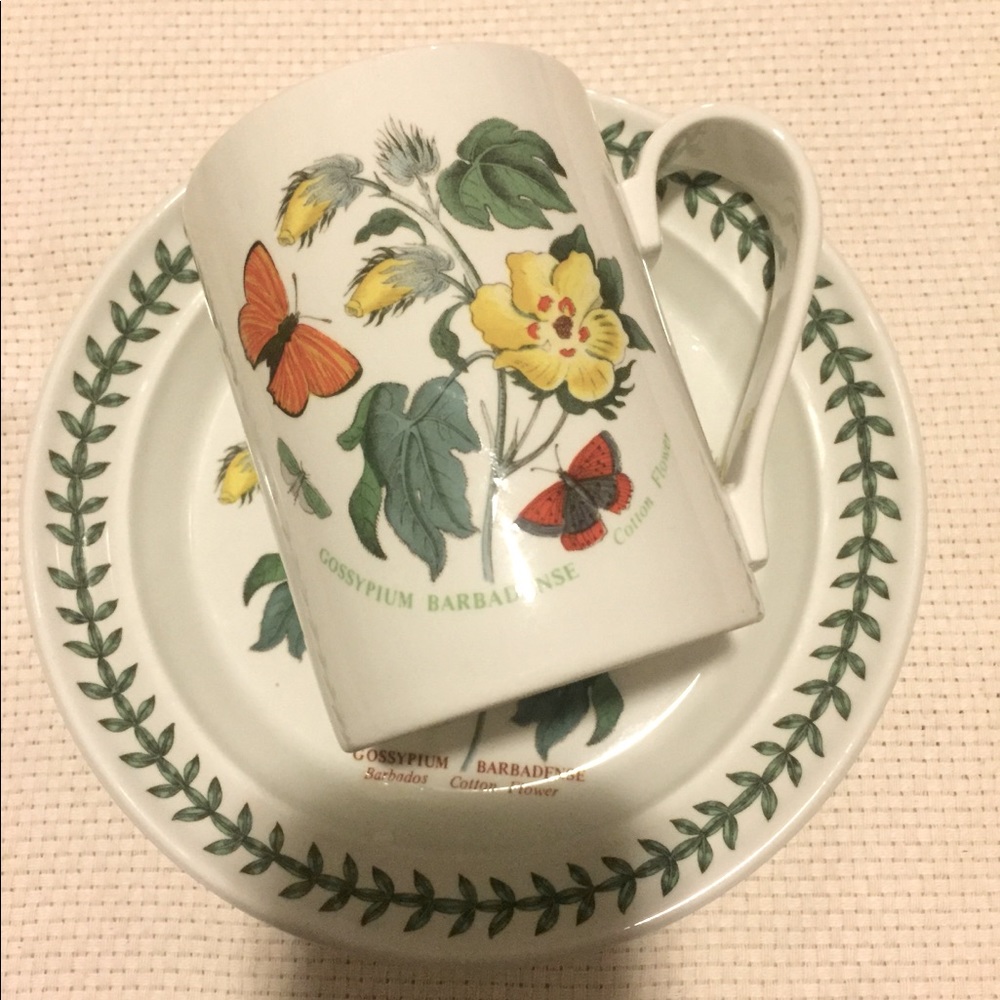 Portmeirion Cotton Flower Salad Plate and Mug